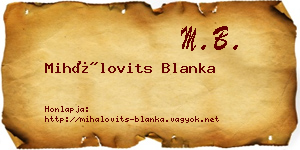 Mihálovits Blanka névjegykártya