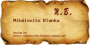 Mihálovits Blanka névjegykártya